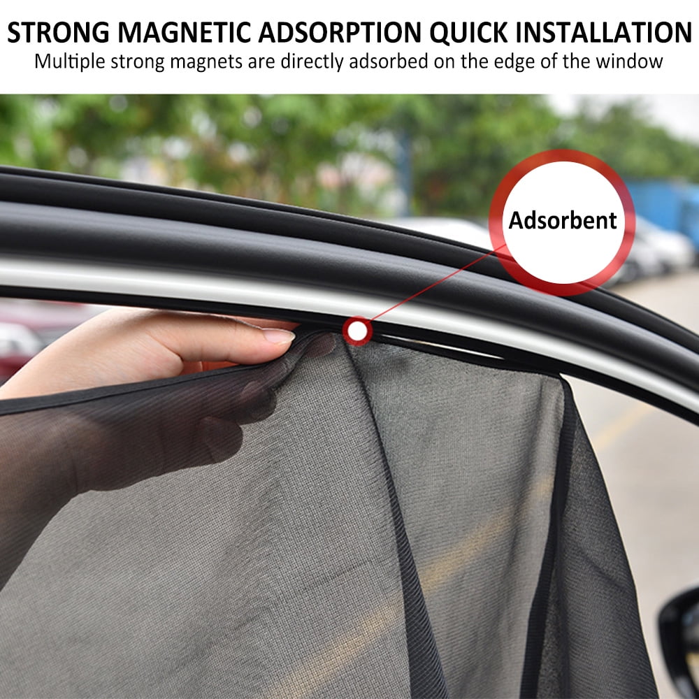 Yous Auto 4Pcs Car Window Sun Shades UV Protection Front/Rear Window Screen Shade Car Curtain with Magnetic Sunshine Blocker Car Privacy Shield Auto Interior Accessories Reduce Glare for Most Cars