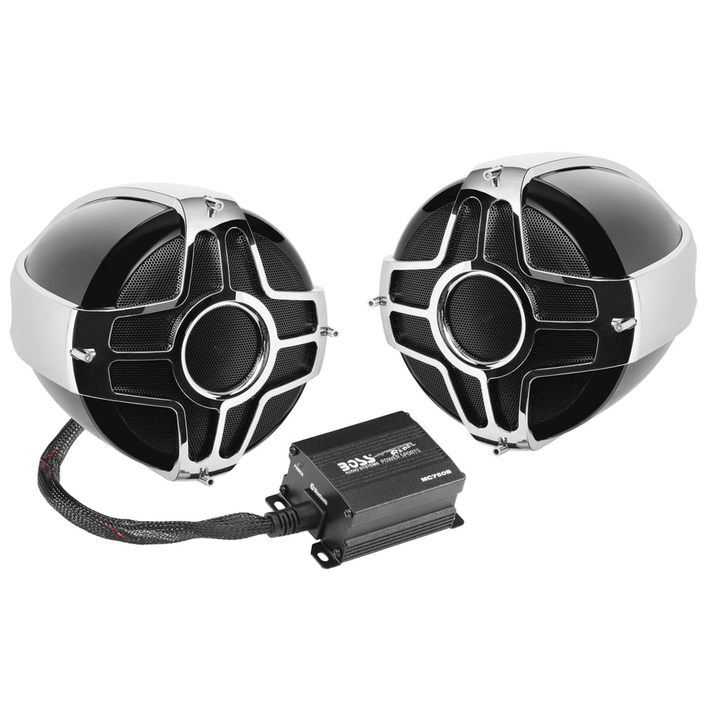 BOSS Audio Systems MC750B Motorcycle Speaker Amplifier, Bluetooth, 4” Speakers