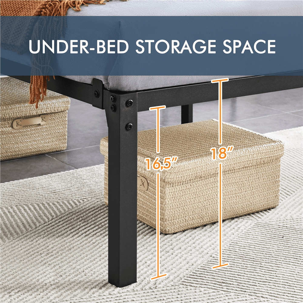 Yaheetech Twin Size Metal Platform Bed Frame with Steel Slat Support, Black