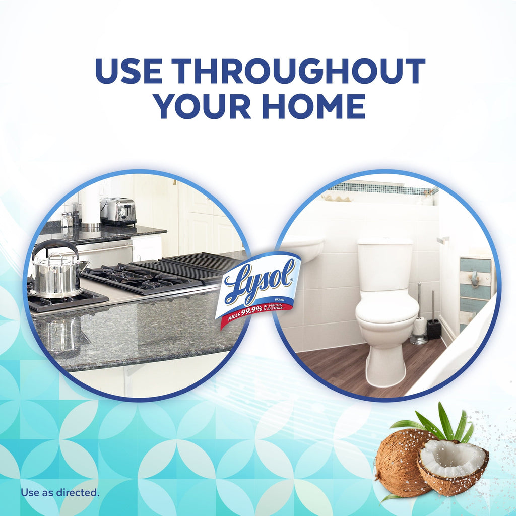 Lysol Multi-Surface Cleaner, Sanitizing and Disinfecting Pour, to Clean and Deodorize, Coconut & Sea Minerals, 48 Fl Oz