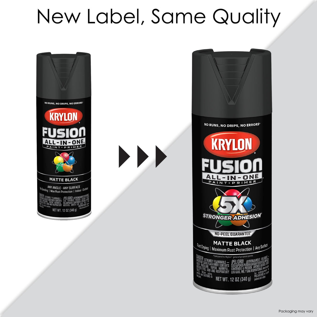 Krylon K02754007 Krylon Fusion All-In-One Black Matte 12 oz Spray Paint, Multi-Surface, (1 Piece, 1 Pack)