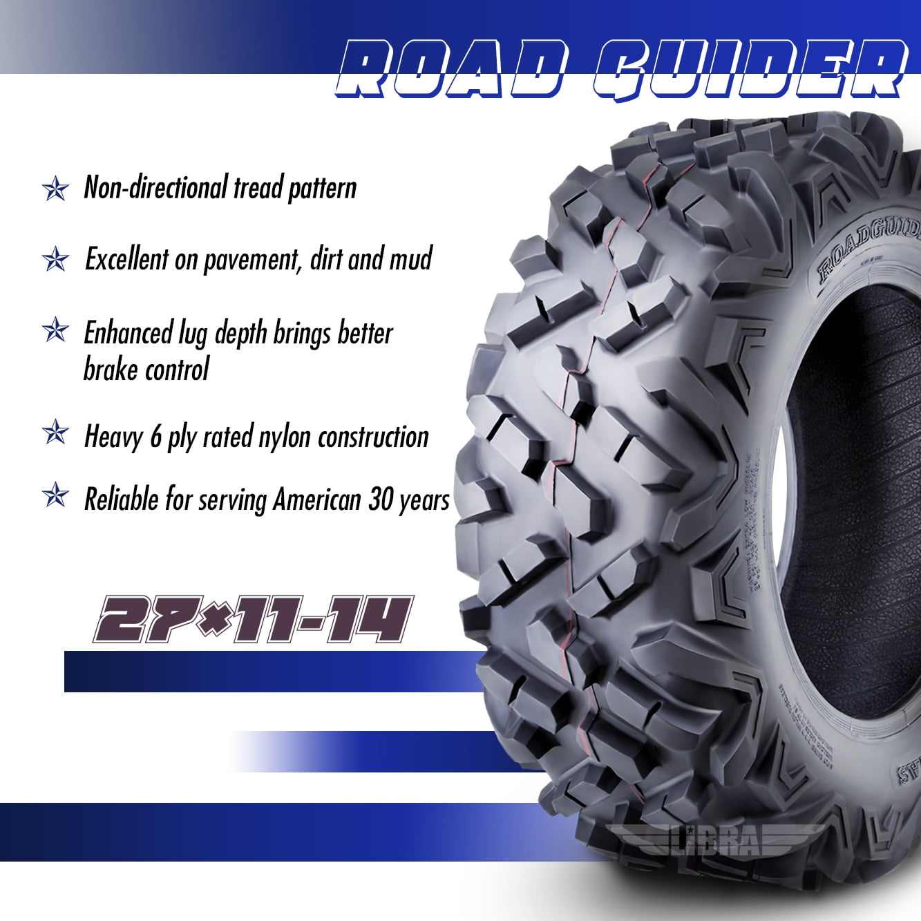 Set of 2 ATV UTV Tires 27x11-14 27x11x14 6PR Mud