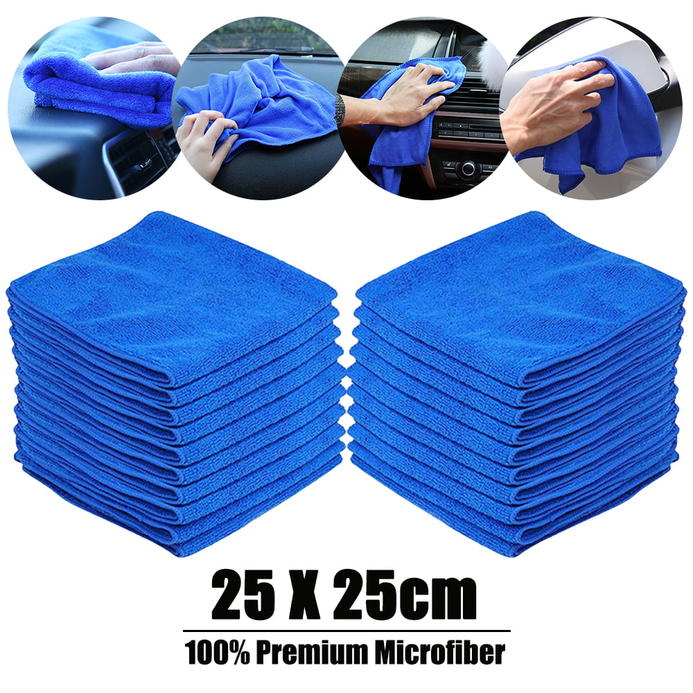Willstar 50Pcs Microfiber Auto Cleaning Cloth Detailing Soft Wash Towel for Car Detailing Duster-Blue(9.75"*9.75")