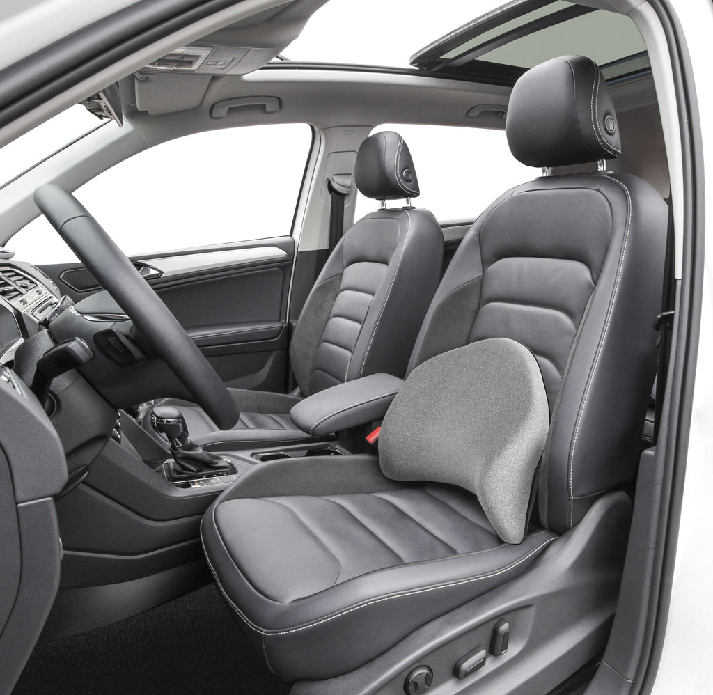 Auto Drive 1PC Ergonomic Lumbar Support Memory Foam Polyester Grey - Universal Fit, 22CU05