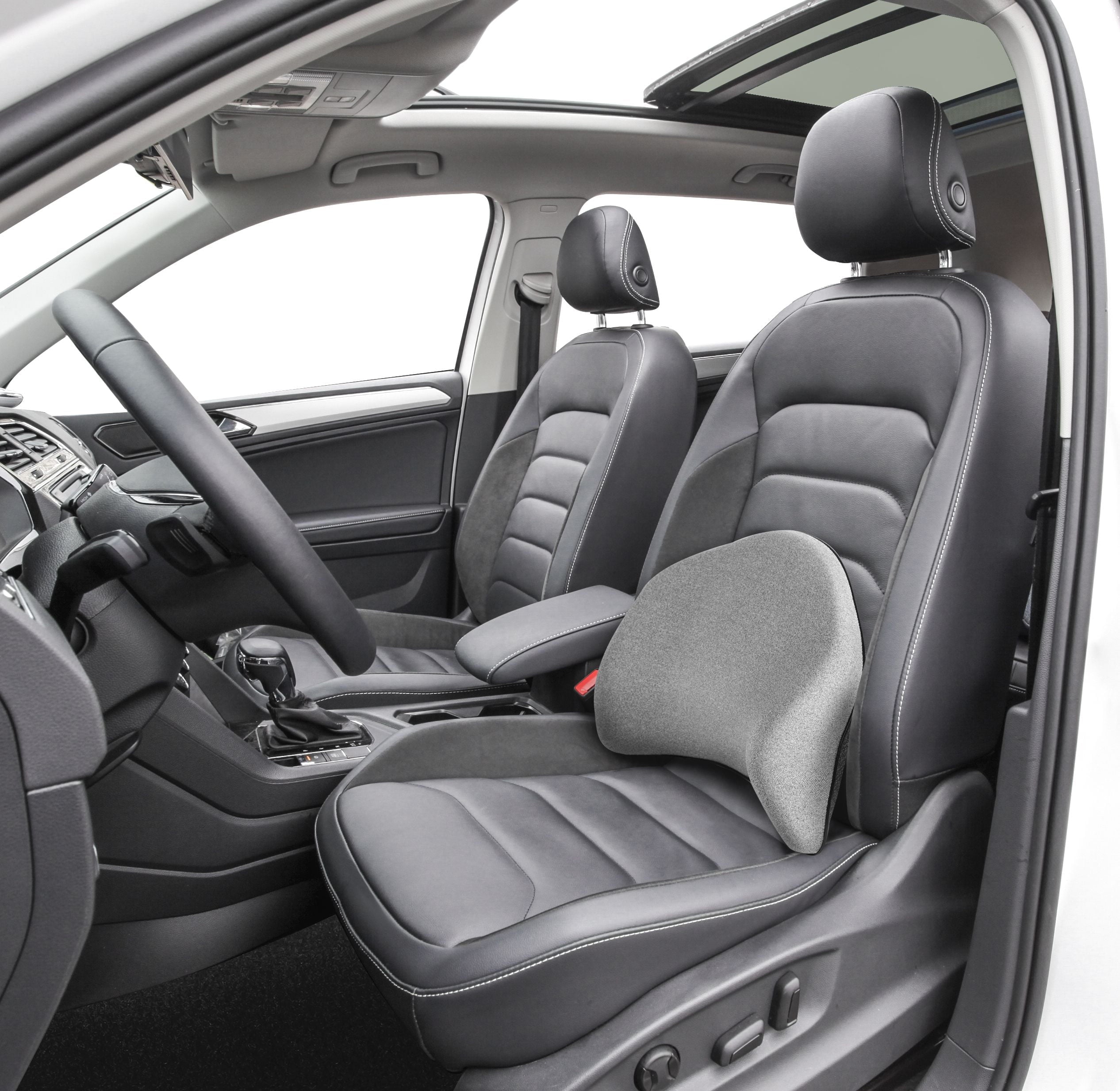 Auto Drive 1PC Ergonomic Lumbar Support Memory Foam Polyester Grey - Universal Fit, 22CU05