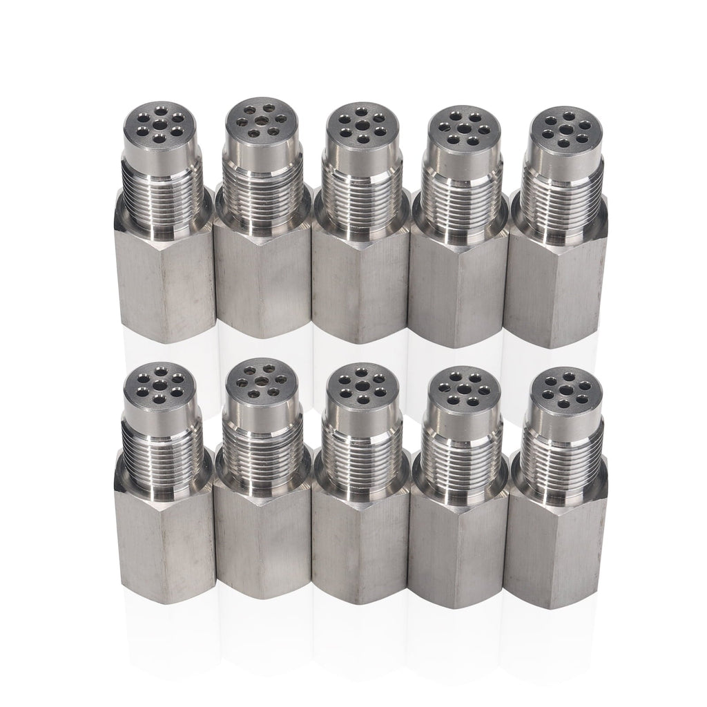 3mirrors Straight 58MM O2 Sensor Check Engine Light Eliminator Adapter M18x1.5 Mounting Fittings Accessories - Stainless Steel, 10-Pack
