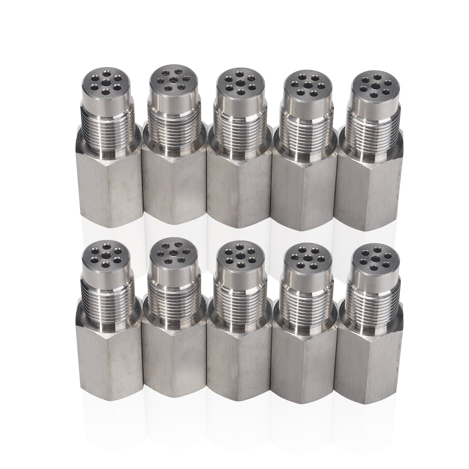 3mirrors Straight 58MM O2 Sensor Check Engine Light Eliminator Adapter M18x1.5 Mounting Fittings Accessories - Stainless Steel, 10-Pack