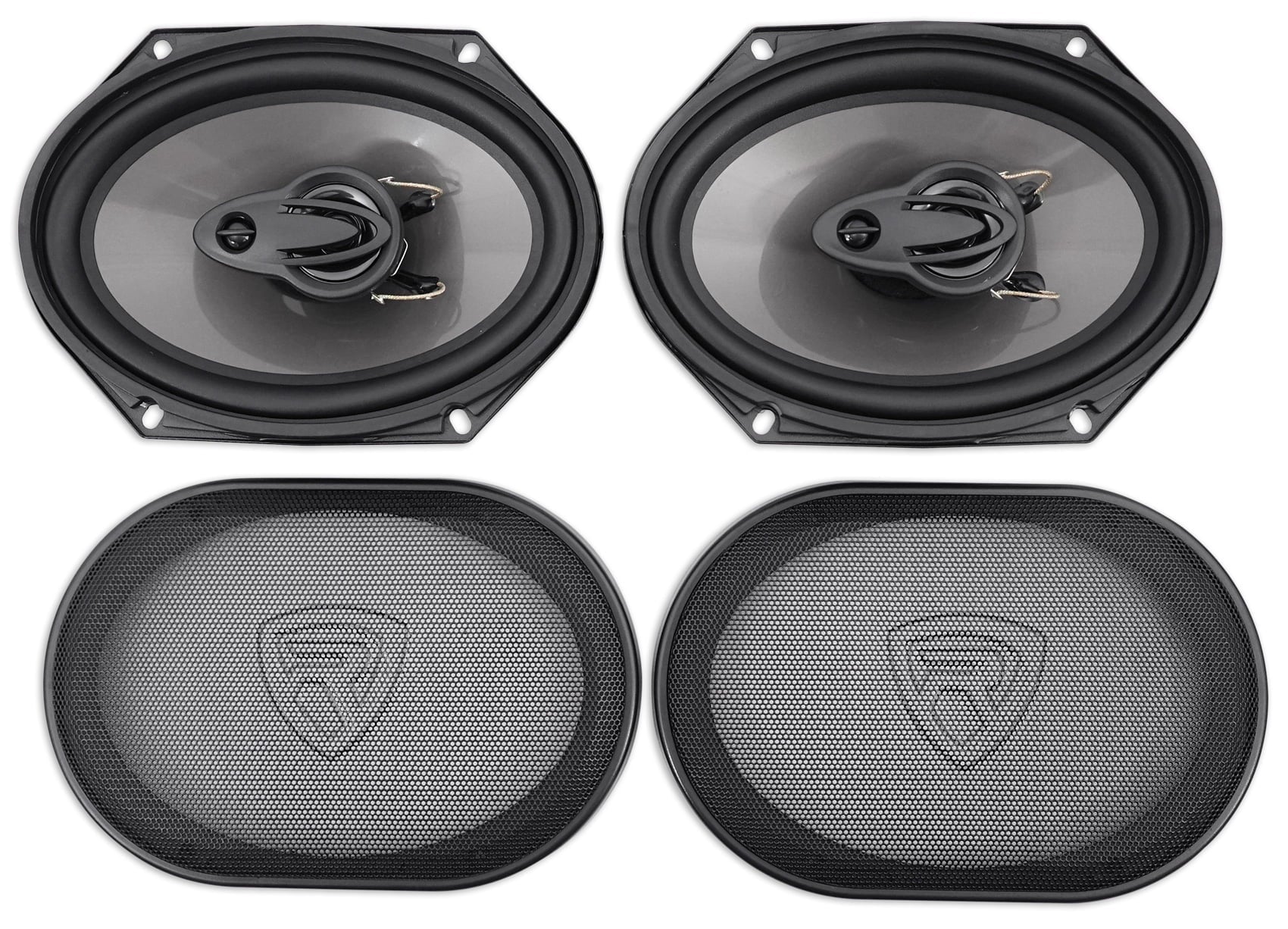 (4) Rockville RV68.3A 6x8" Car Speakers+Amplifier+Powered Hidden Spare Tire Sub