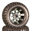 12" Tempest Black and Machined Golf Cart SS Wheels with 23" Lifted Tire Package