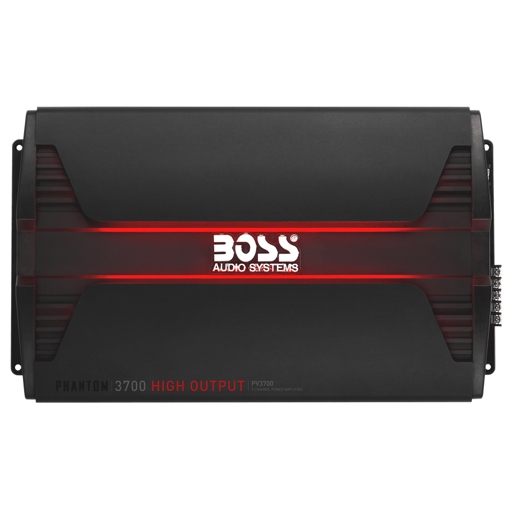 BOSS Audio Systems PV3700 5 Phantom Series Car Audio Amplifier – 3700 High Output, 5 Channel, 2/4 Ohm Stable, Low/High Level Inputs, High/Low Pass Crossover, Full Range, Bridgeable, Subwoofer