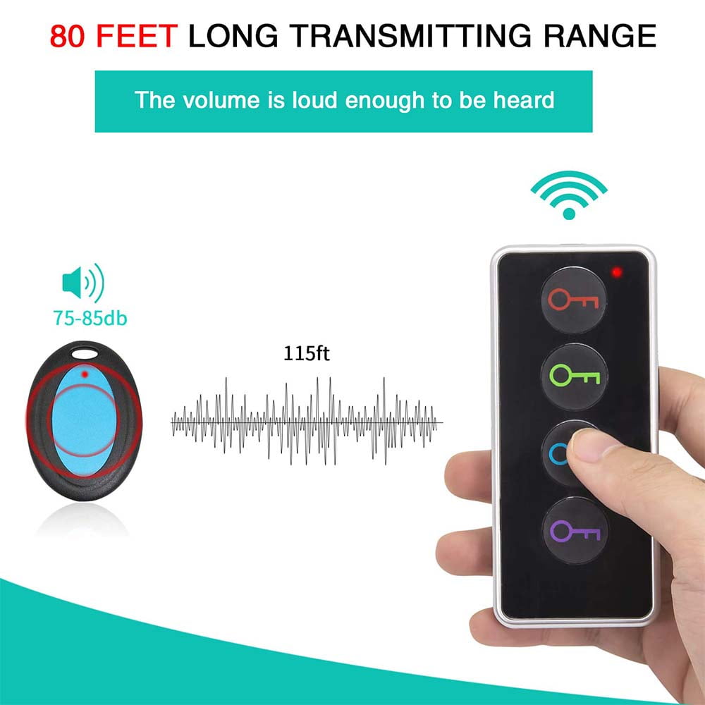 Wireless Key Finder, Key Tracker Anti-Lost Alarm RF Item Key Locator for Key Chain Tracker Pet Tracker Wallet Tracker Remote Finder (4 Receivers)
