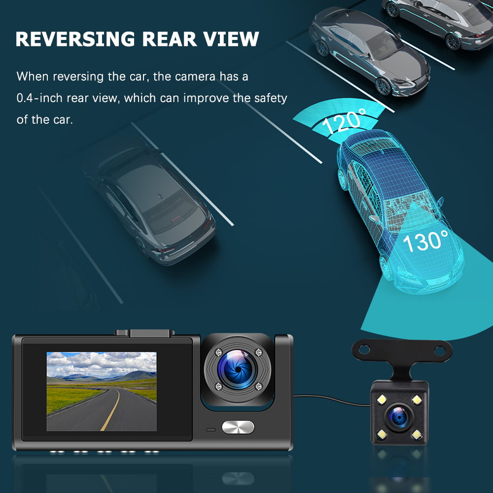 Podofo 2" Car Dual Camera Dash Cam Front and Backup 1080P Driving Recorder DVR 150° Wide Angle Night Vision Loop Recording