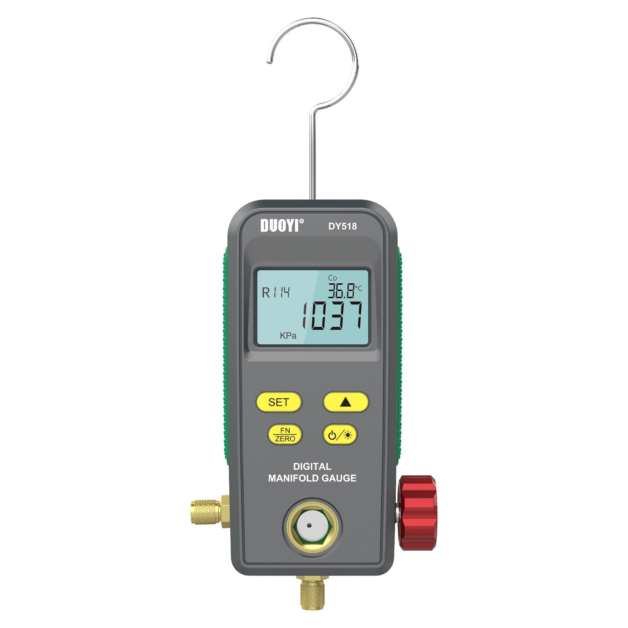Refrigeration Digital Manifold Gauge, HVAC Vacuum Pressure Gauge, Air Conditioning Maintenance Diagnostic Tool, Freon Temperature Tester, R410a R134a Refrigerants Kit, DY518