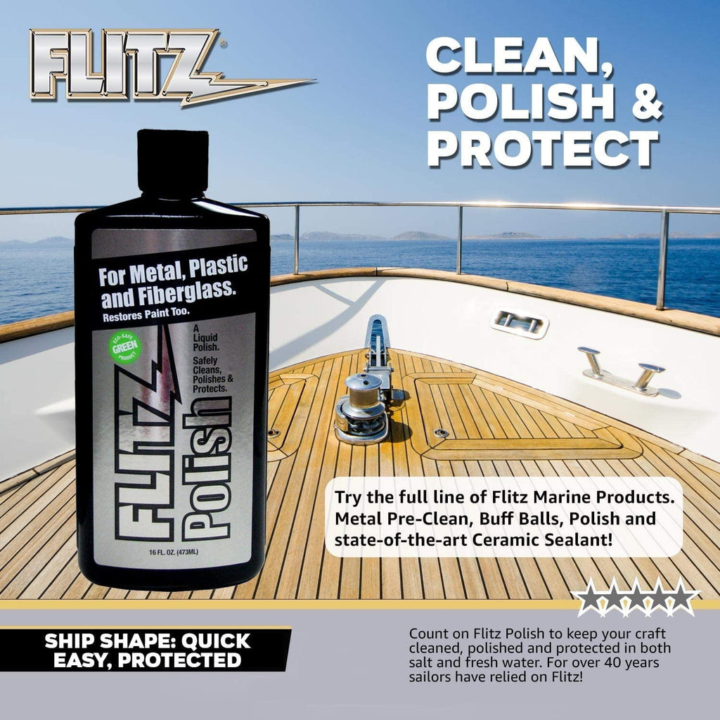 Flitz LQ04535W Liquid Metal, Plastic & Fiberglass Polish 3.4oz/100ml for Home, Auto, and Jewelry