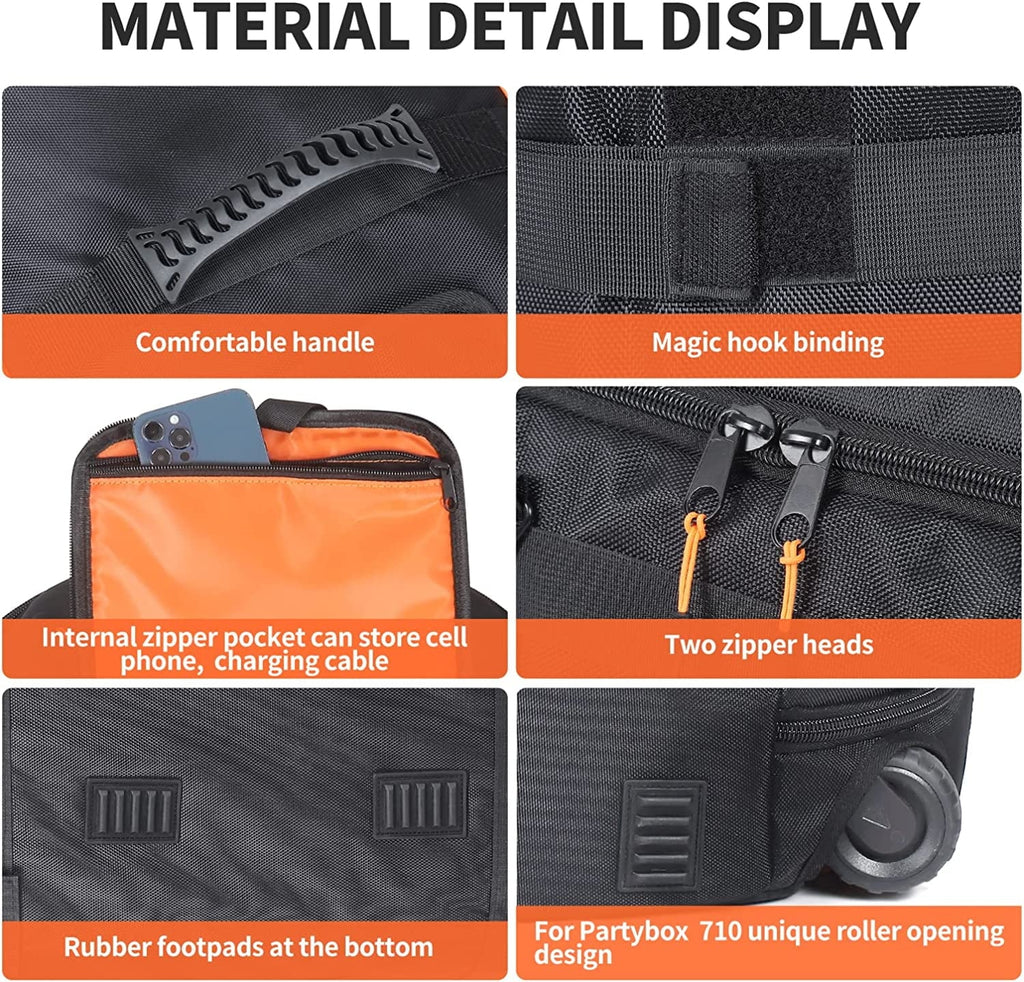 Speaker Bag Rugged Speaker Bag Carry Case Compatible with JBL Party Box Series, Portable Speaker Carry Tote Bag Backpack (for JBL Partybox 710 Bag)