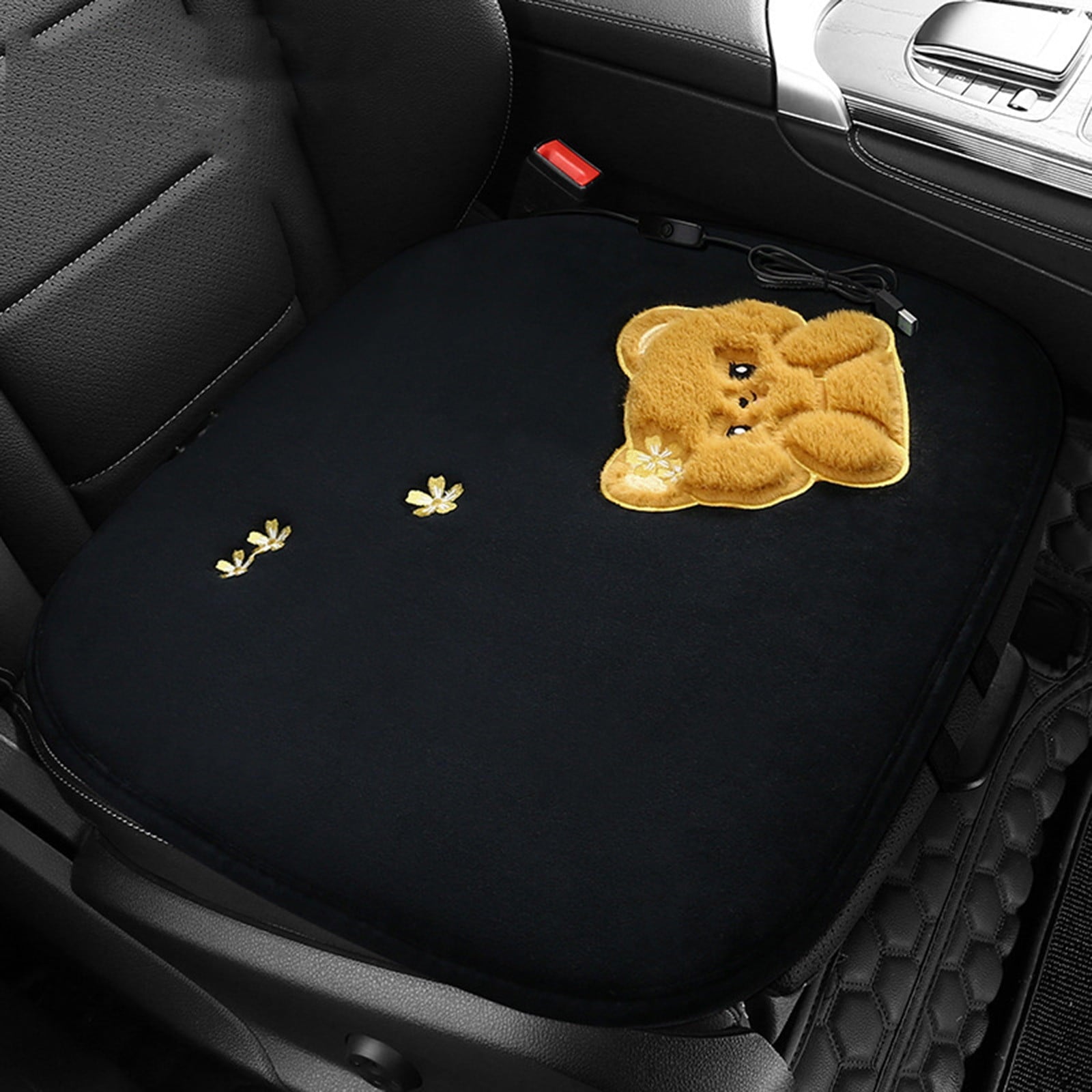 SDJMa Soft Car Seat Cushion, Soft Seat Pad Warm for Car and Office Chair Non-Slip Universal Fit,19.6 inch x19.6 Inch