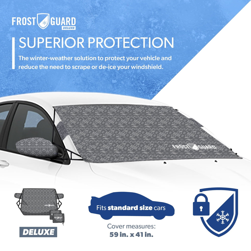 FrostGuard Deluxe Full-Coverage Car Windshield Cover for Ice/Snow, Sweater, 41" x 59"