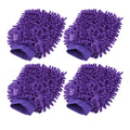 4pcs Purple Chenille Brush Microfiber Washing Glove for Car Cleaning