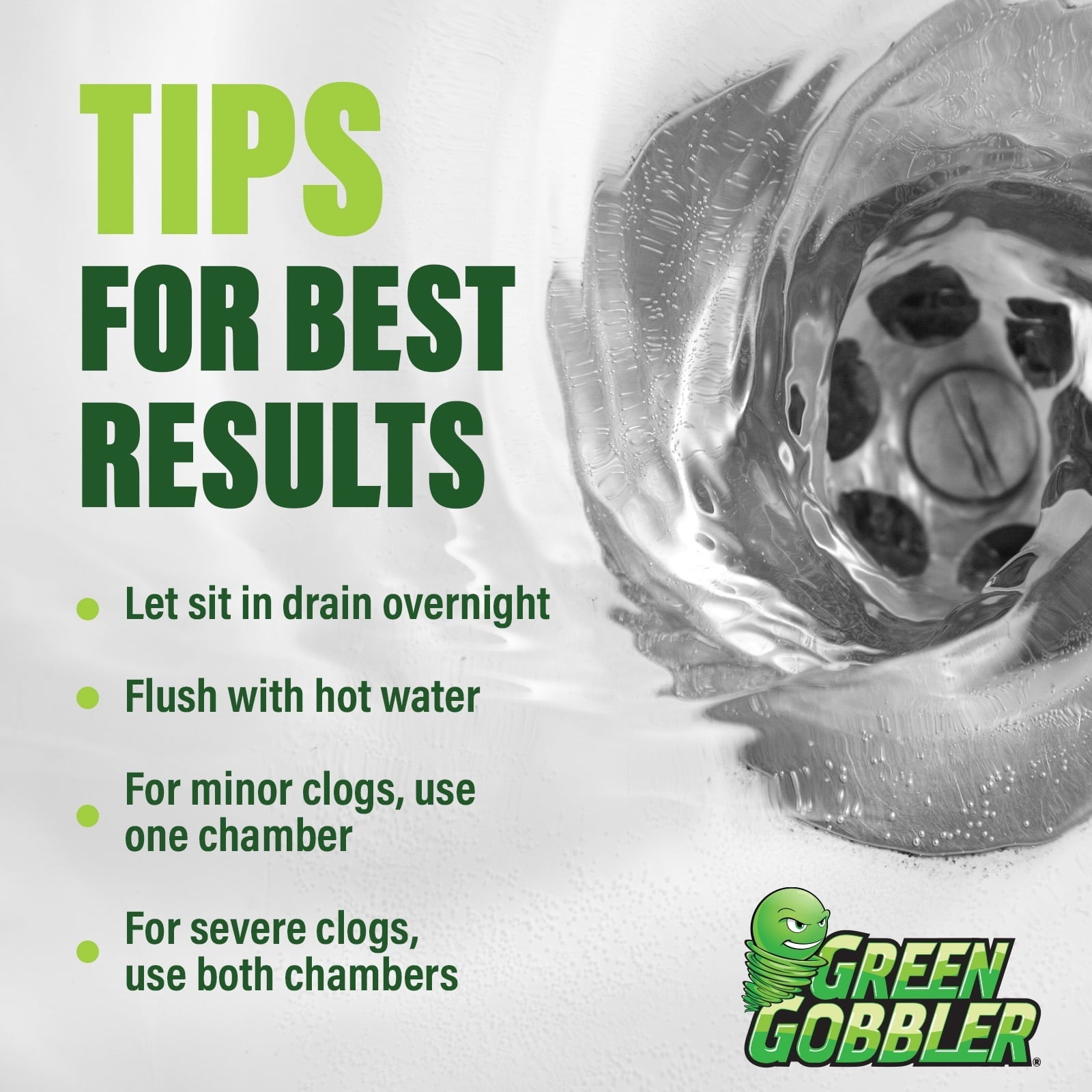 Green Gobbler Drain Clog Remover & Cleaner for Toilets, Sinks, Showers  Septic-Safe,  31 oz