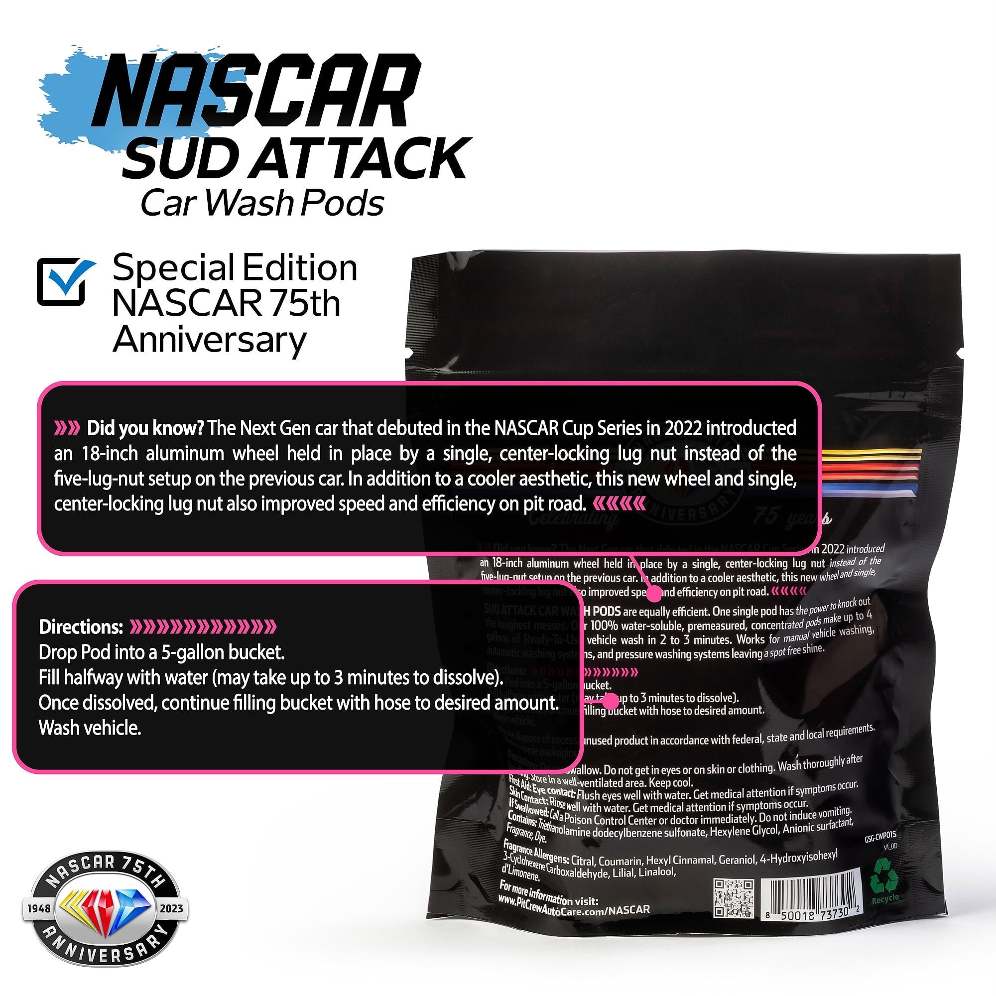 NASCAR - SUD Attack Car Wash Pods - Foaming Car Wash Soap (Works with Foam Cannons, Foam Guns or Bucket Washes) Safe for Cars, Trucks, Motorcycles, RVs & More