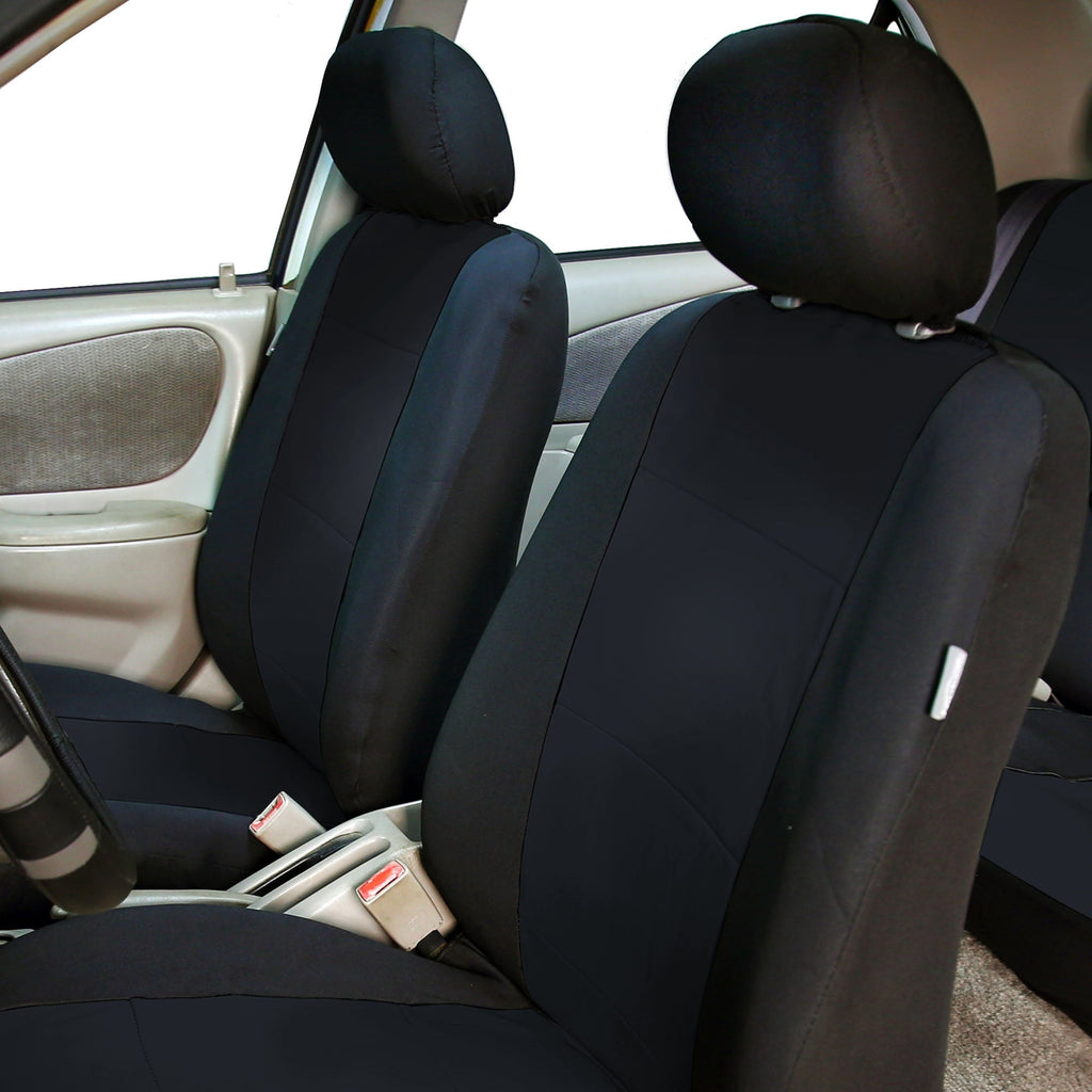 FH Group Neoprene 3 Row Car Seat Covers For SUV VAN TRUCK, Airbag Compatible Split Bench 8 Seaters, Black