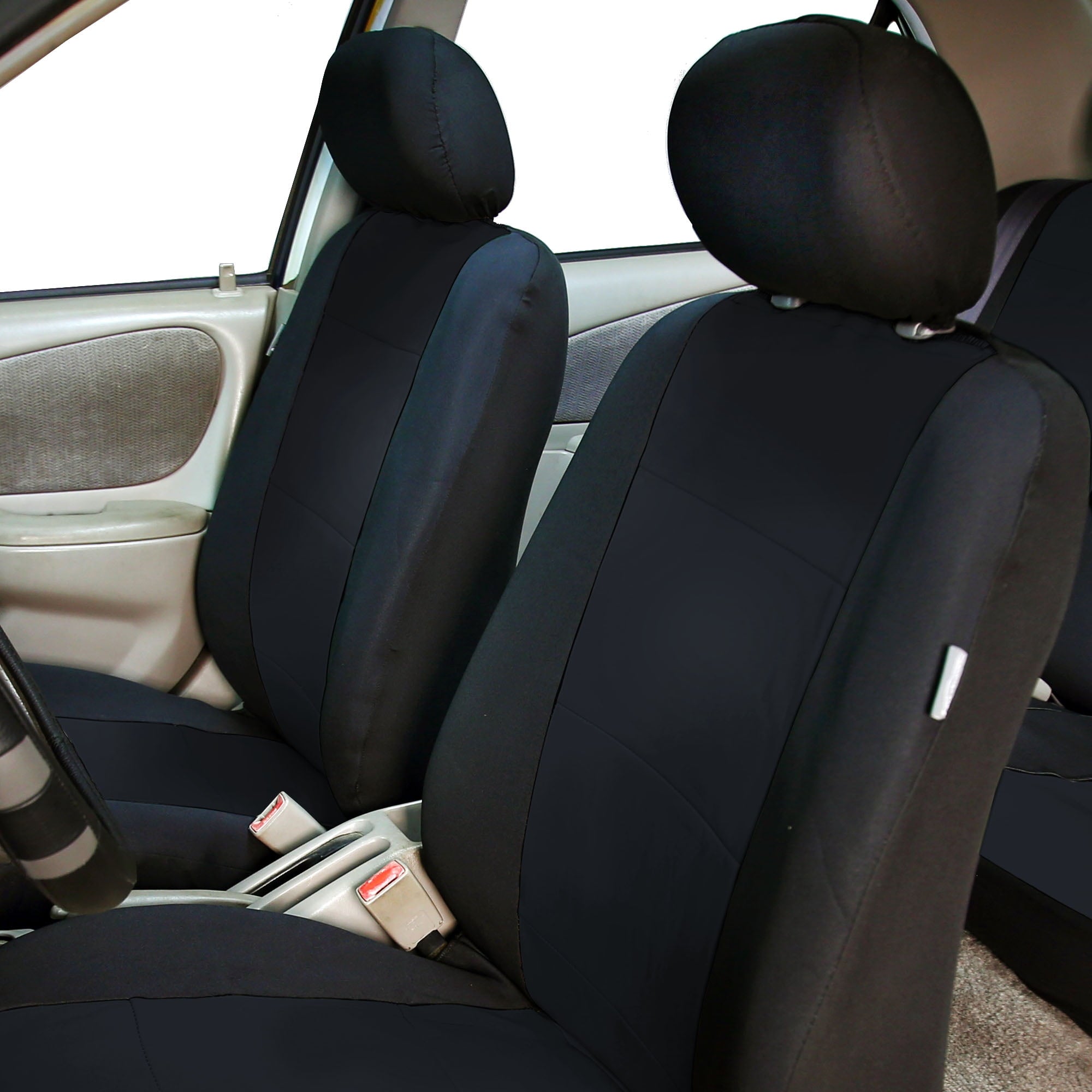 FH Group Neoprene 3 Row Car Seat Covers For SUV VAN TRUCK, Airbag Compatible Split Bench 8 Seaters, Black