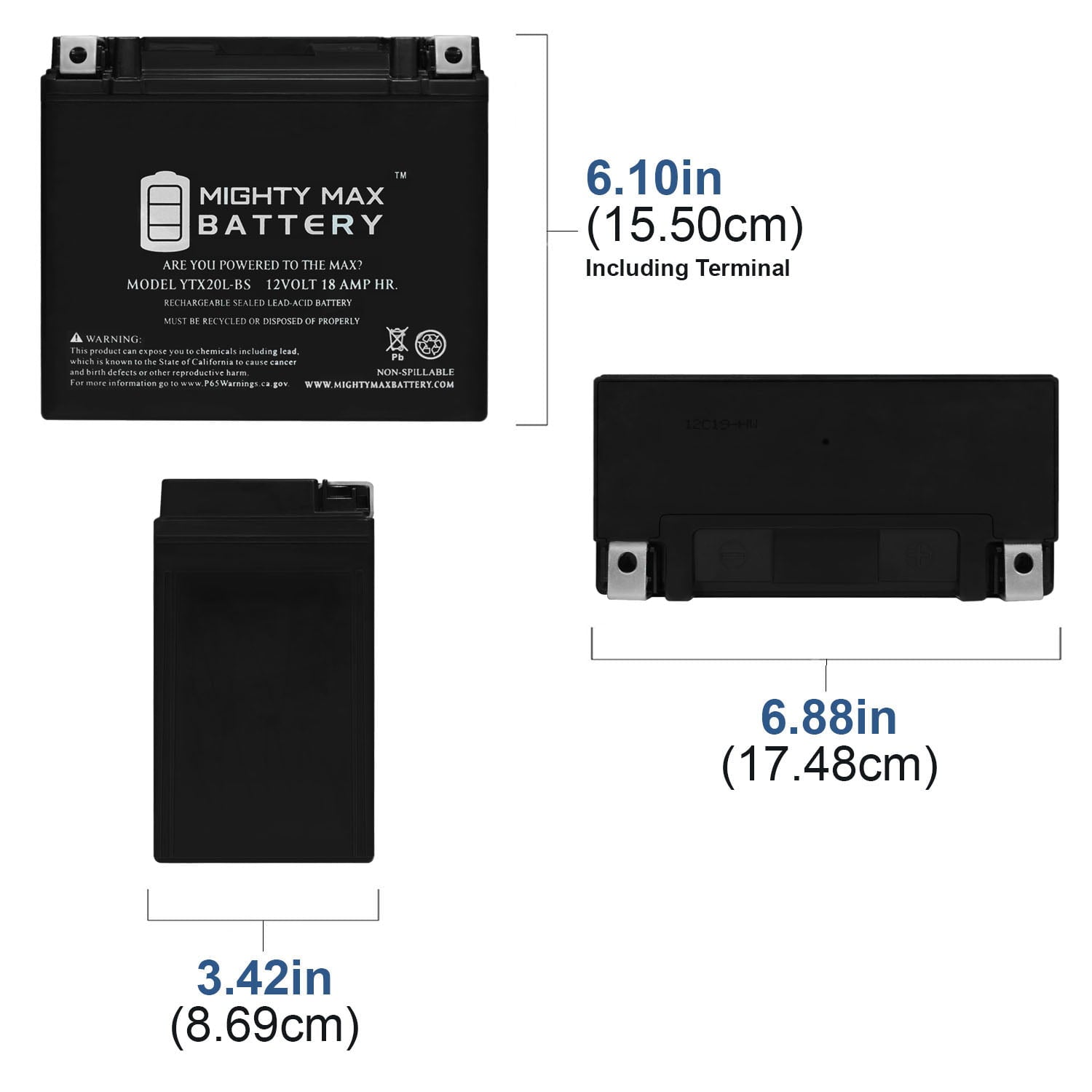YTX20L-BS Battery Replacement for Yuasa YTX20L / YTX20L-BS