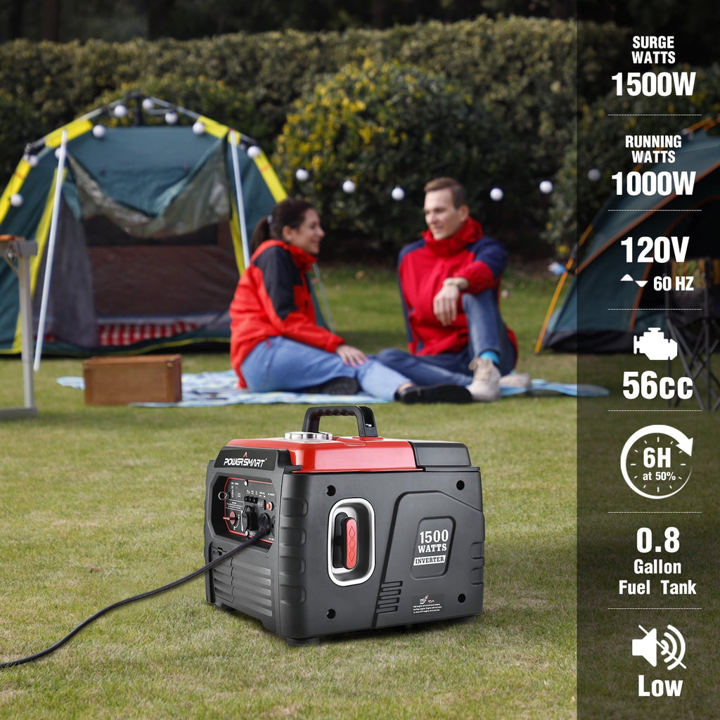PowerSmart 1500 Watt Portable Gas Power Generator for Outdoor Camping and Home Use, Inverter Generator , PS55