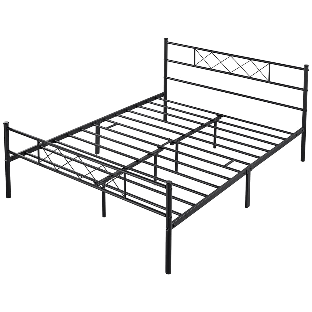 Yaheetech Metal Platform Bed Frame with Headboard and Footboard, Queen Size, Black