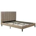 510 Design Queen Headboard with Platform Bed and Wood Slats Modern Channel Tufted Upholstered Tan