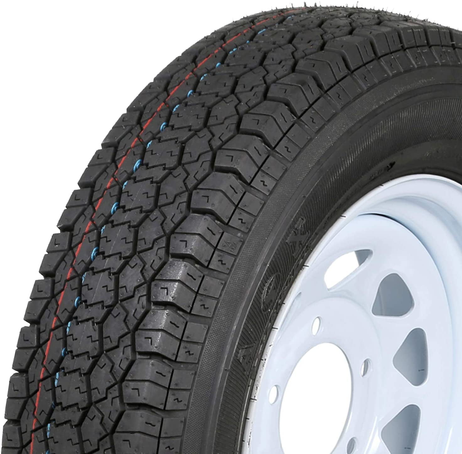 WEIZE ST175/80D13 Trailer Tires With 13" White Wheel - 5 on 4-1/2 - Load Range C, 6PLY, Set Of 2