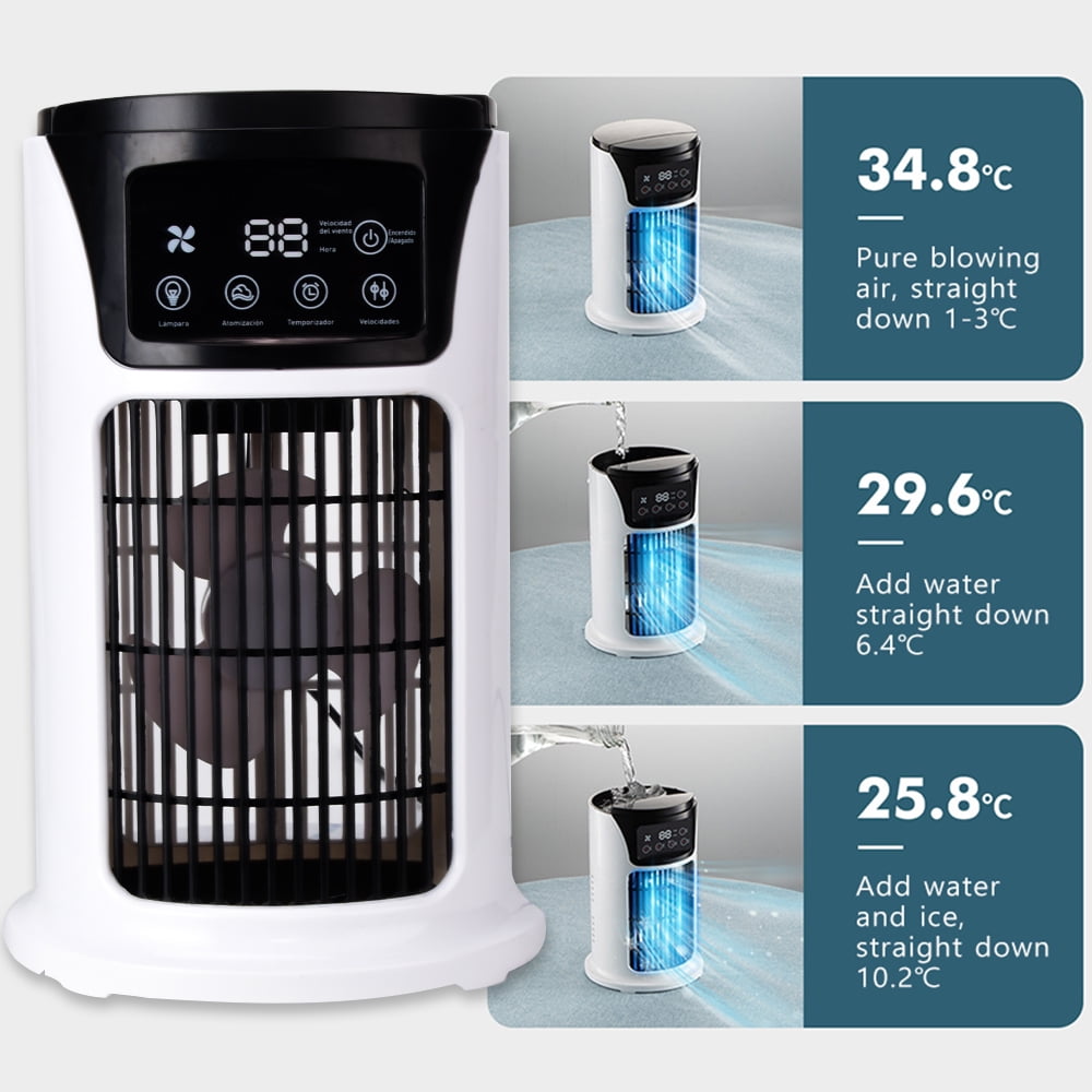 KIZOCAY Portable air conditioner with 6 air speeds, 60° & 120° automatic oscillating evaporative air conditioning fan, quite air cooler humidifier, suitable for home office outdoor, white