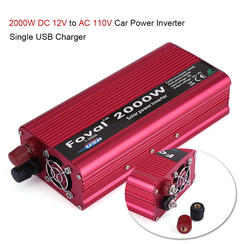 Power Inverter,2000W DC 12V to AC 110V Power Inverter Converter W/ Dual Outlets for Home Car Outdoor Use