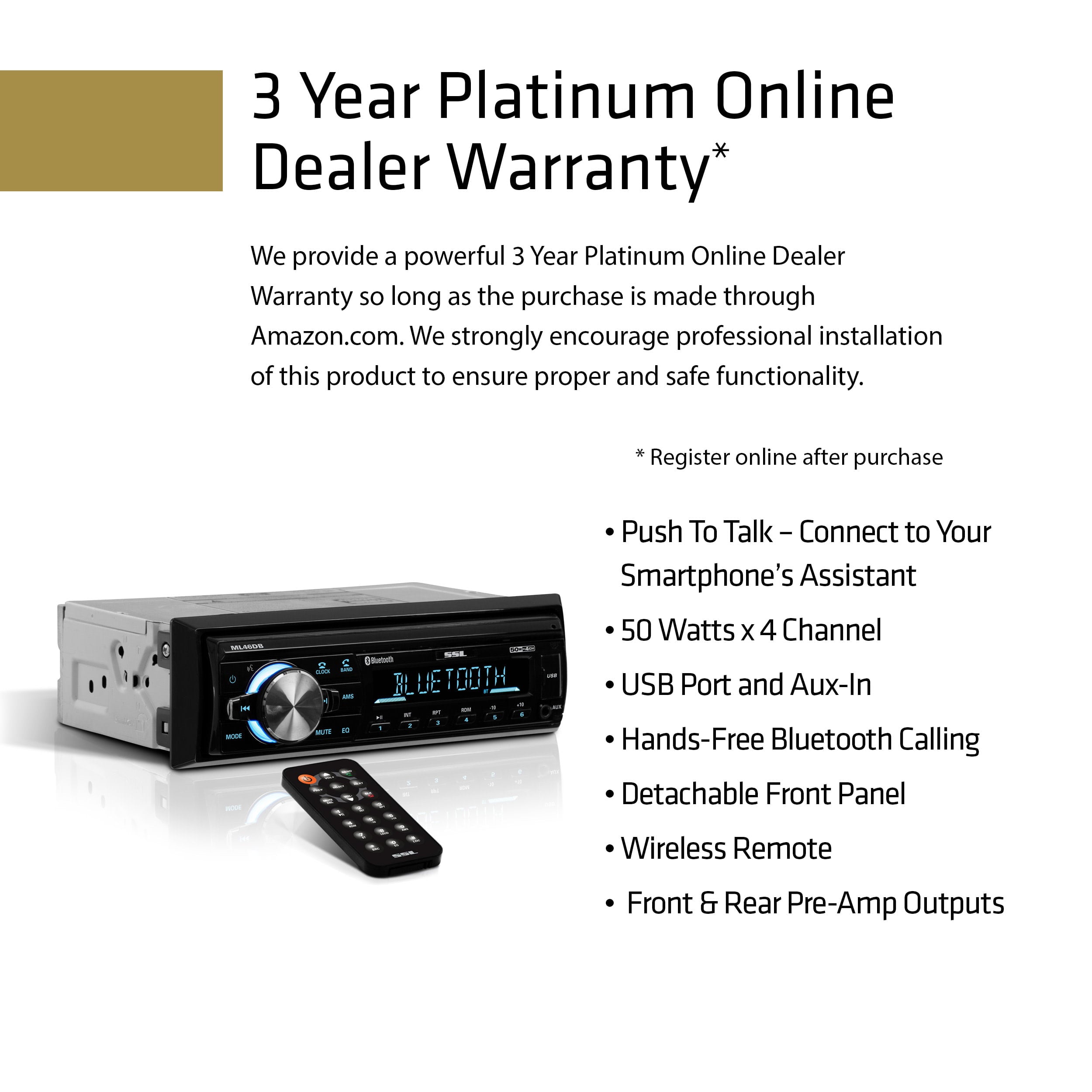 Sound Storm ML46DB Single Din Bluetooth Audio and Calling Car Stereo System