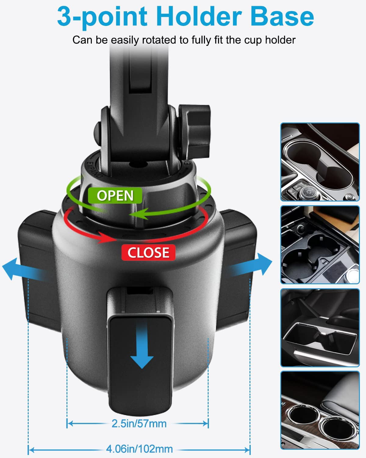 woleyi Cup Holder Car Tablet Mount,  iPad Mount Holder for Car/Truck, Compatible with iPad Pro Air Mini, Galaxy Tabs, Cell Phones, 4-12.9" Devices