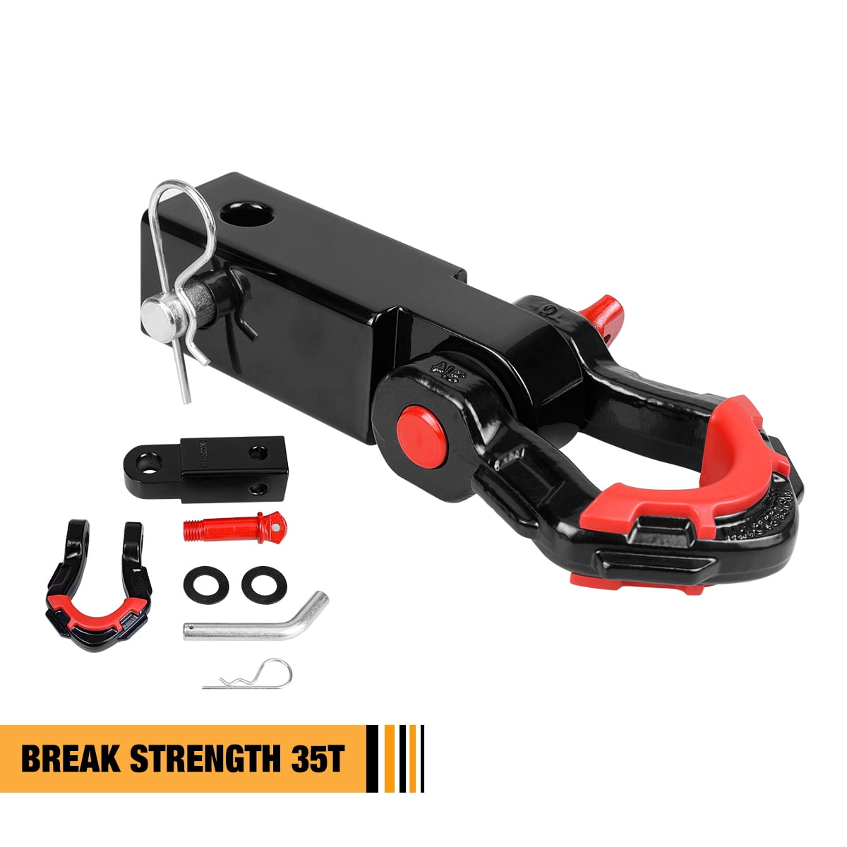 WOLFSTORM 2" Trailer Hitch Shackle Receiver 3/4" D-Ring Shackle Recovery For Truck Jeep SUV
