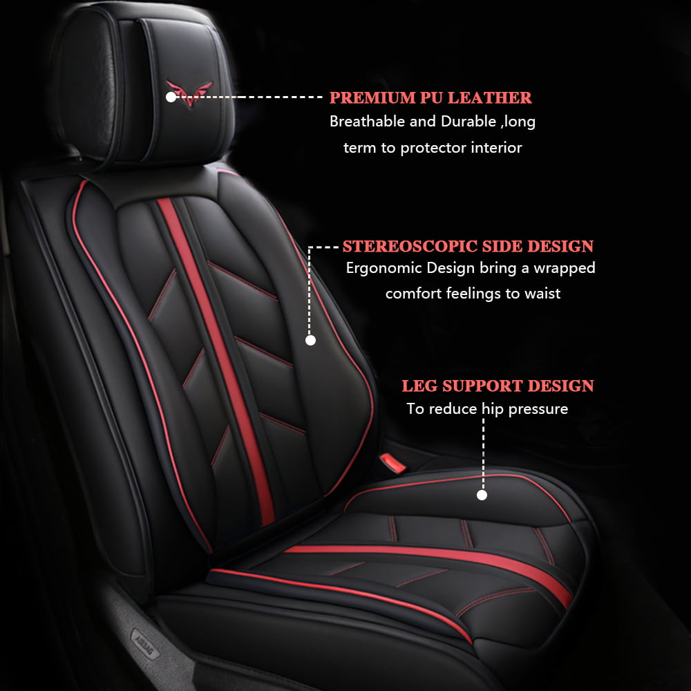 OTOEZ Luxury Auto Seat Cover Leather Front Full Set Car Seat Covers Protectors