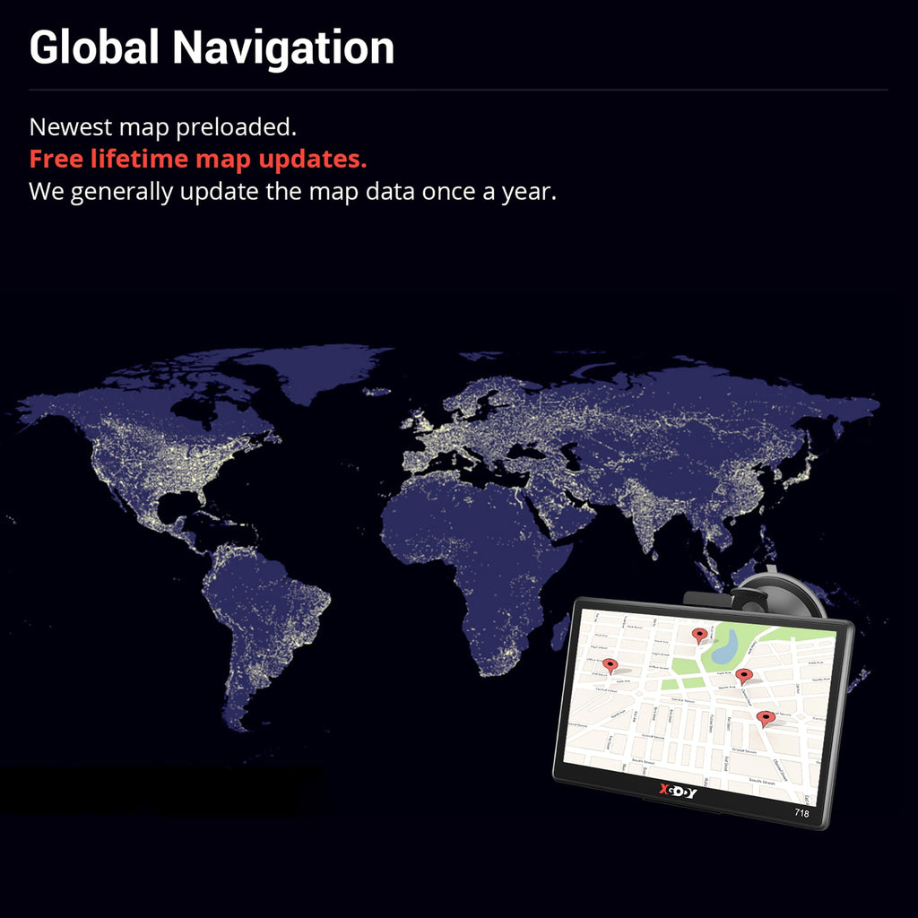 XGODY 7 inch GPS Navigation for Car 2023 Maps Free Lifetime Map Update Sat Nav GPS for Car Truck GPS Navigator with Voice Guidance Speed Camera Warning