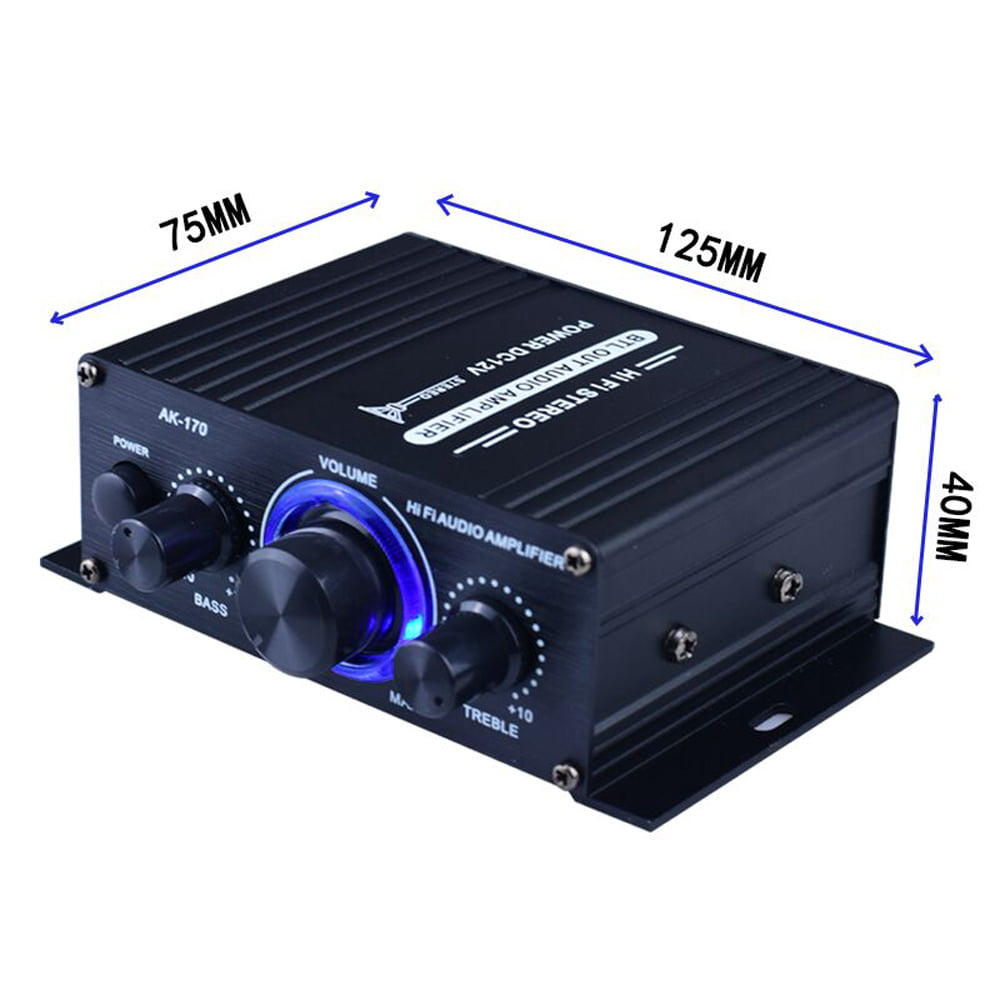AK170 Mini Audio Power Amplifier Portable Sound Amplifier Speaker Amp for Car and Home, Black