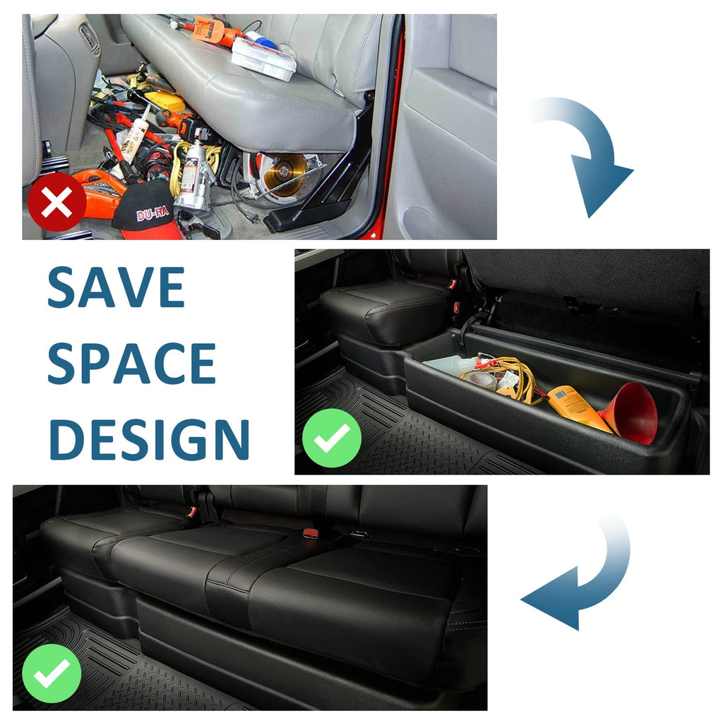 Kojem Underseat Storage Box for 2015-2022 Ford F150 Super Crew Cab 2017-2021 F250 F350 F450 Storage Box Under Seat Cargo Organizer Bins Pickup Trucks