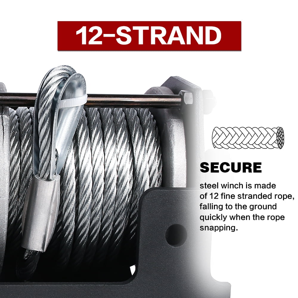 X-BULL Electric Winch 12V 3000LBS Steel Wire for Towing ATV/UTV Off Road with Mounting Bracket Wireless Remote