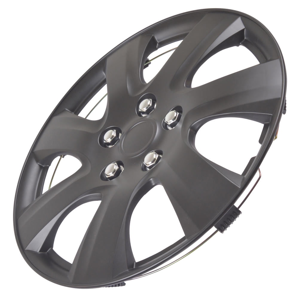 BDK Hubcap Wheel Covers Toyota Camry 2006-2014 Style - 16 Inch Silver Replica Cover, OEM Factory Replacement (4 Pieces) (Matte Black)