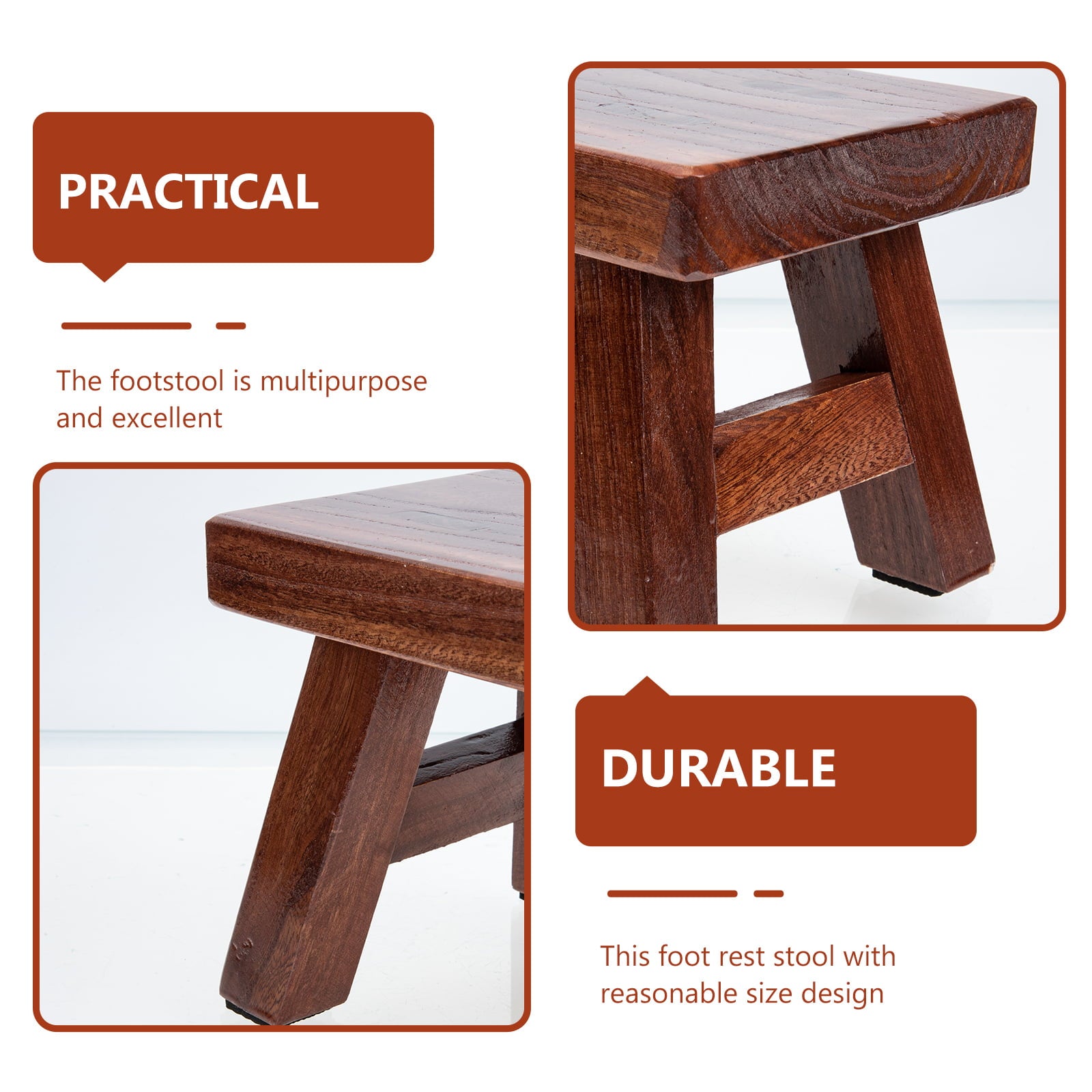 Frcolor Stool Step Wooden Kids Foot Kitchen Bathroom Stools Wood Rest Small Garden Footstool Stepping Toilet Rustic Potty