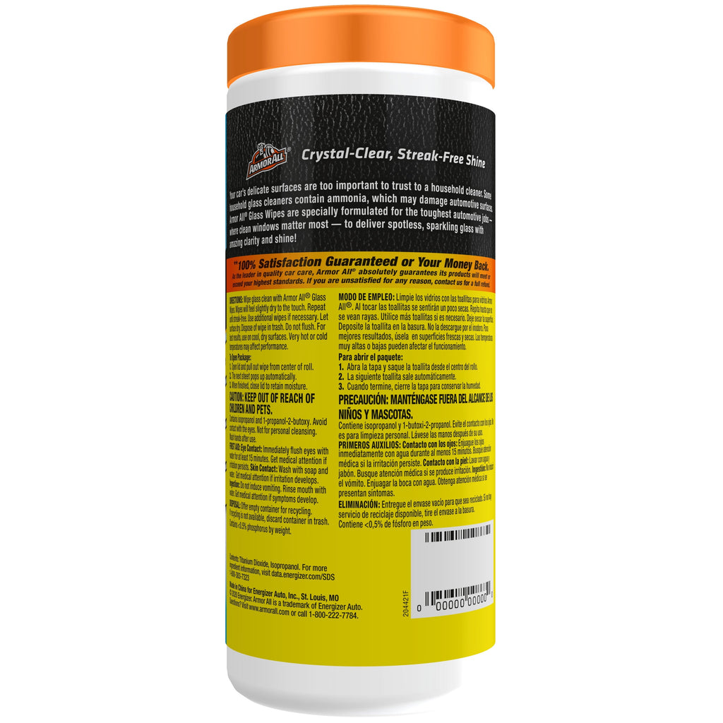 Armor All Glass Wipes, 30 ct, Car Cleaning, Auto Detailing