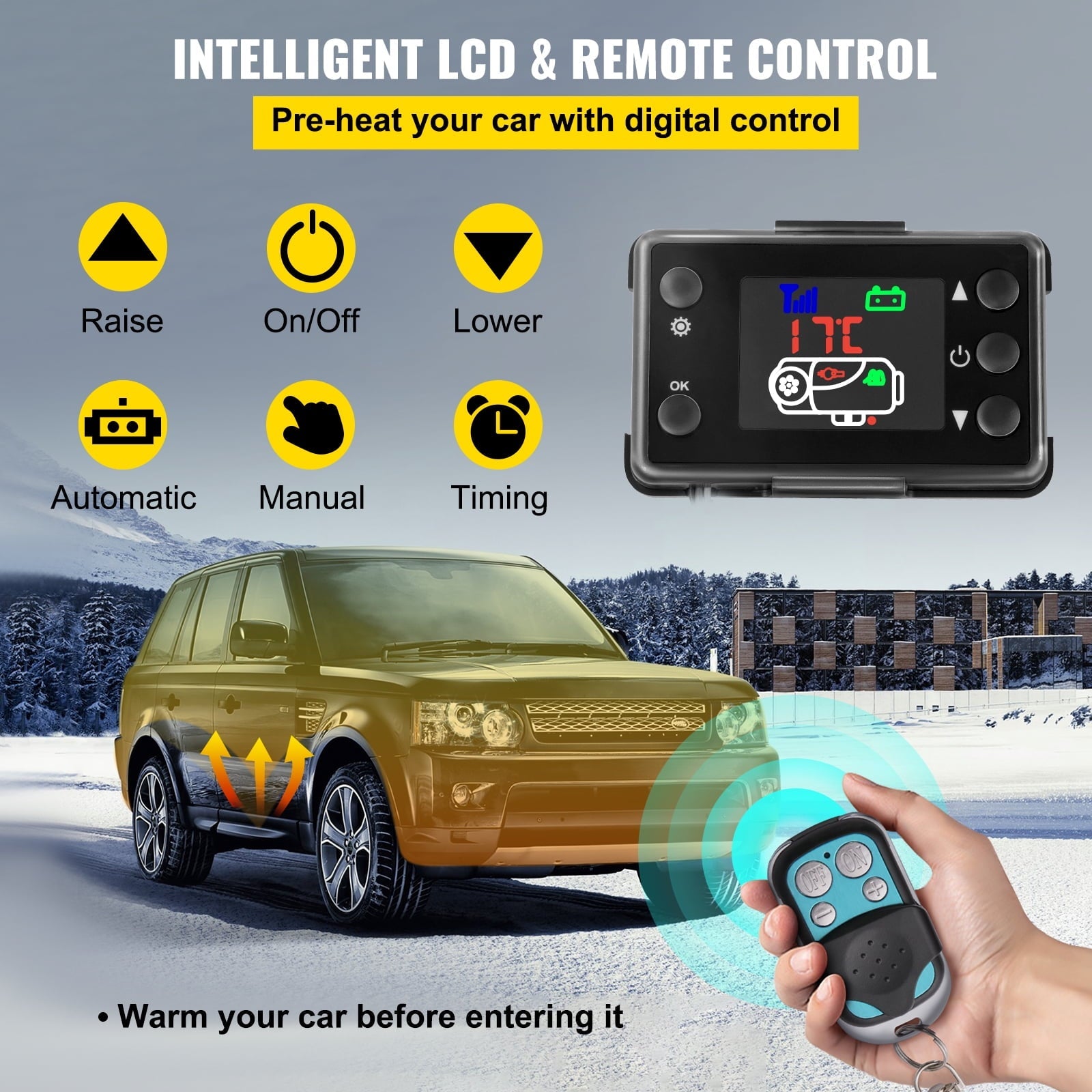 VEVORbrand 5KW Diesel Air Heater 10L Tank Diesel Heater 12V Diesel Parking Heater Muffler with LCD Thermostat and Remote Control for RV Bus Trailer Motor-home and Boats