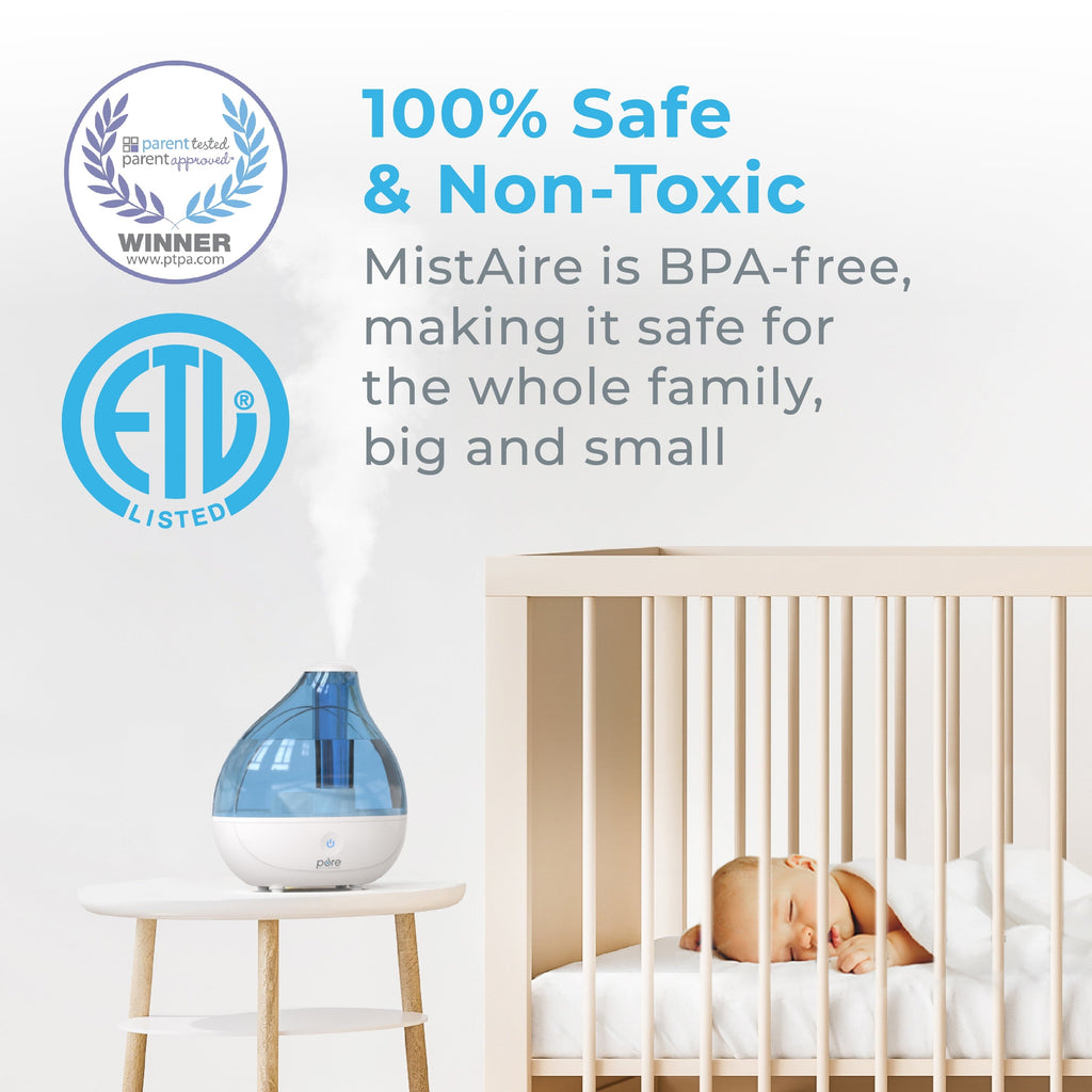 Pure Enrichment MistAire Ultrasonic Cool Mist Humidifier - Quiet Air Humidifier That Lasts Up To 25 Hours, 360° Rotation Nozzle, Auto Shut-Off, Night Light