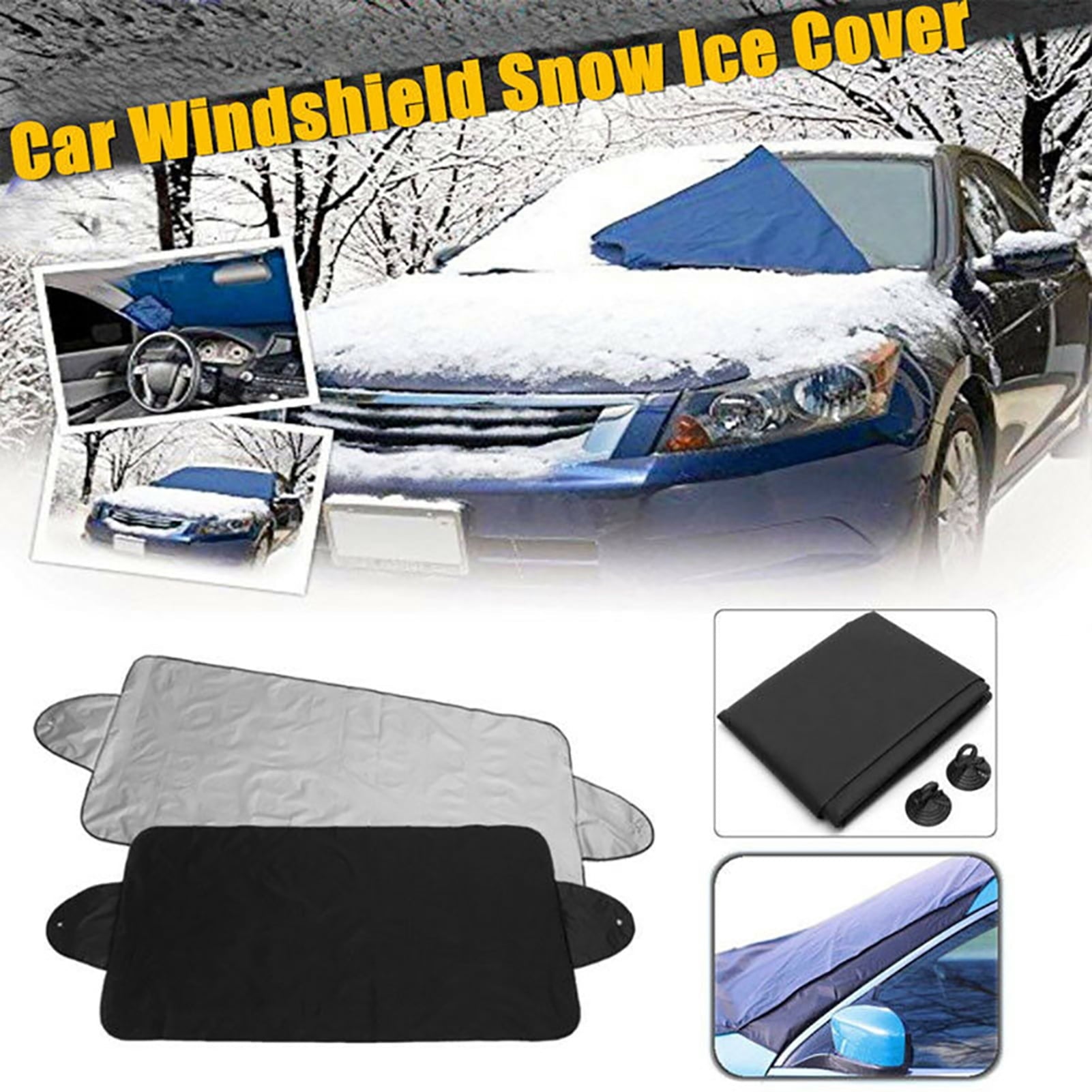 Opolski Car Windshield Snow Cover Sunshade Cover Wear-resistant Waterproof UV-Protection Heat Protection Car Front Windshield Snow Cover for Winter Outdoor