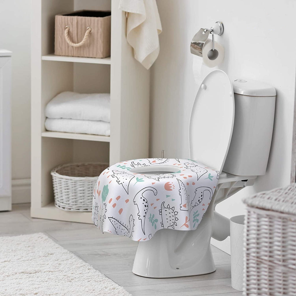 Disposable Toilet Seat Covers for Toddlers and Adults,Scheam 20 Pcs Extra Large Individually Wrapped Dinosaur Paper Potty Training Liners for Kids, Portablewith Non-Slip Adhesives, Potty Shield,Unisex