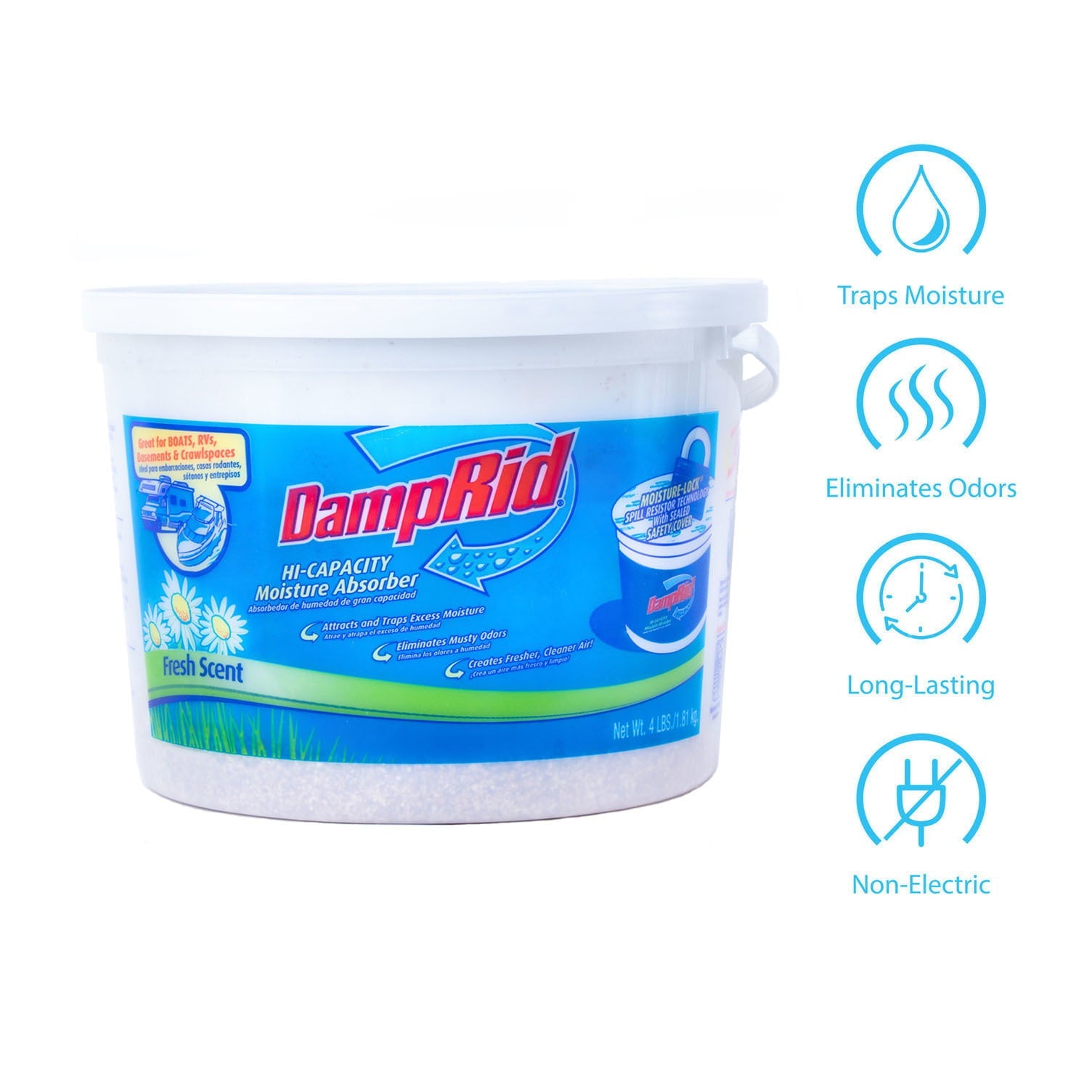 DampRid Fresh Scent Moisture Absorber Hi-Capacity Bucket, 4 lb.