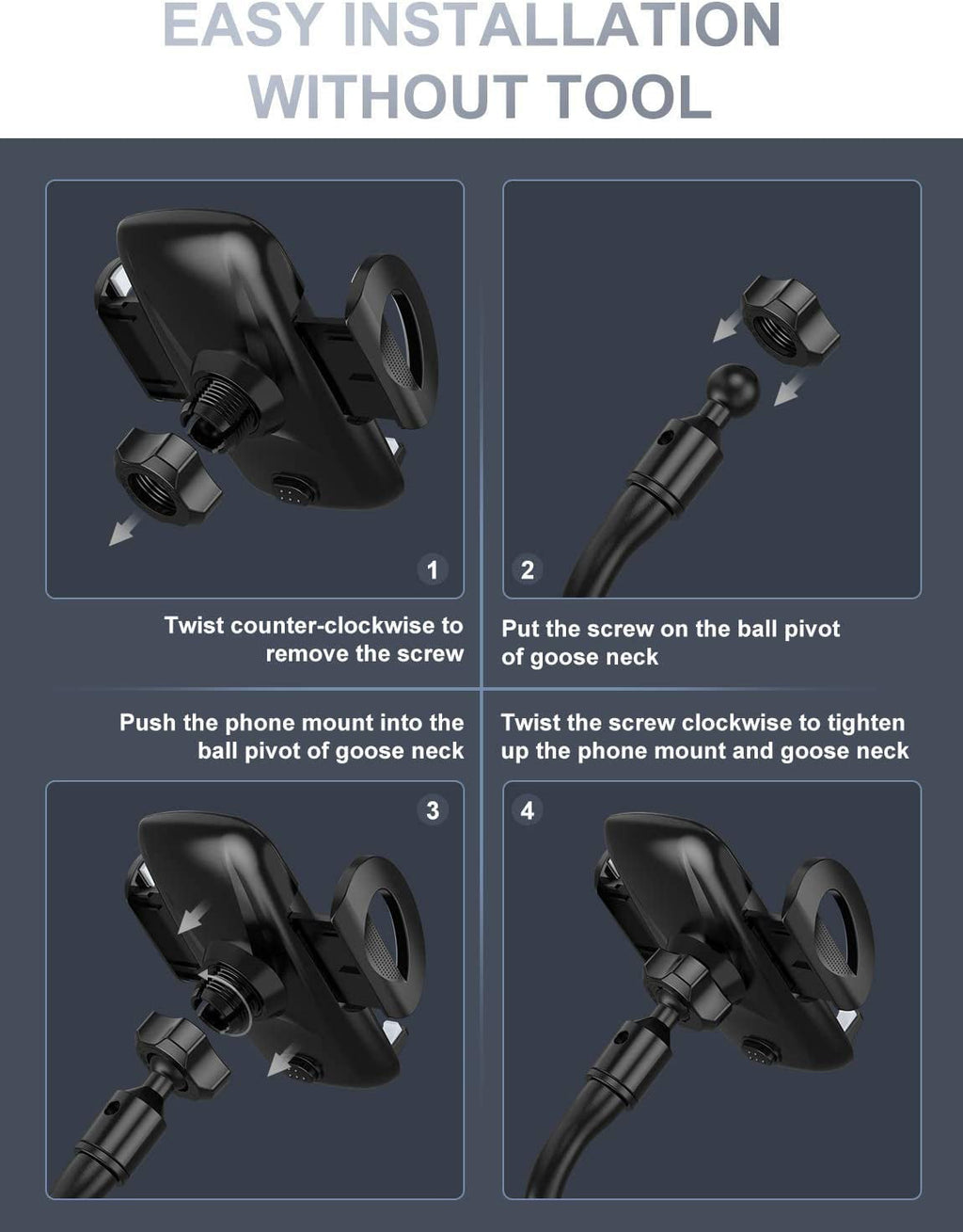 Car Cup Holder Phone Mount, Cup Holder Phone Holder for Car (Black)